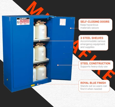 SAFETY CONTAINMENT SYSTEM JUSTRITE Sure-Grip® Ex Chemcor® Safety Cabinets for Hazardous Materials 1 n