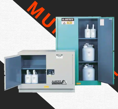 SAFETY CONTAINMENT SYSTEM JUSTRITE Sure-Grip® Ex Safety Cabinets for Corrosives 1 q